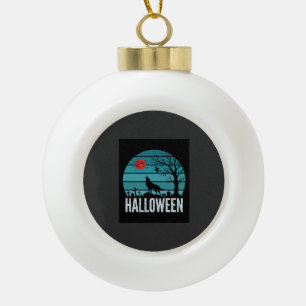 Halloween Wolf Graveyard Moon Vector Ceramic Ball Christmas Ornament