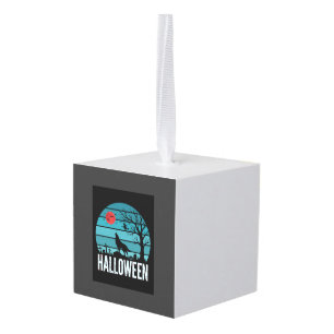 Halloween Wolf Graveyard Moon Vector Cube Ornament