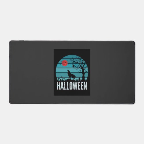 Halloween Wolf Graveyard Moon Vector Desk Mat