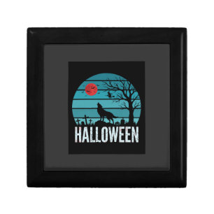 Halloween Wolf Graveyard Moon Vector Gift Box