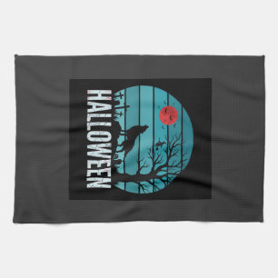Halloween Wolf Graveyard Moon Vector Kitchen Towel