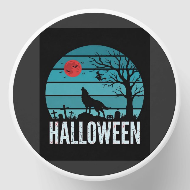 Halloween Wolf Graveyard Moon Vector Mini Candle Favors (Front)