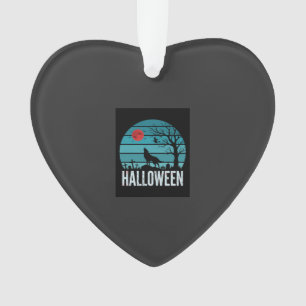 Halloween Wolf Graveyard Moon Vector Ornament