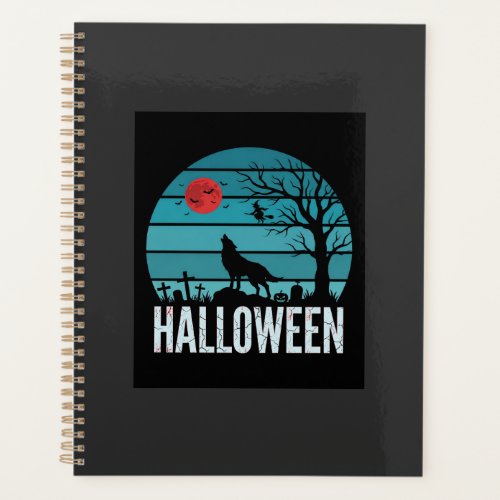 Halloween Wolf Graveyard Moon Vector Planner