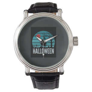 Halloween Wolf Graveyard Moon Vector Watch