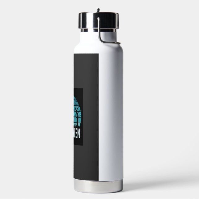 Halloween Wolf Graveyard Moon Vector Water Bottle (Left)