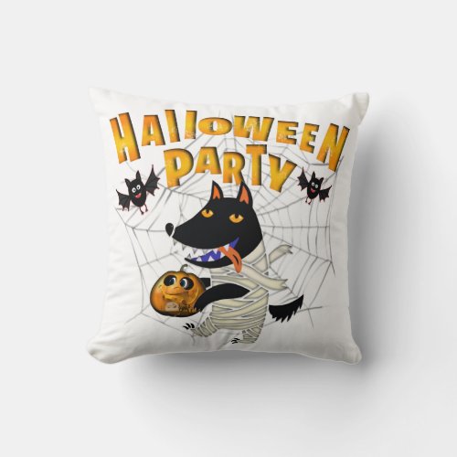 Halloween Wolf Throw Pillow