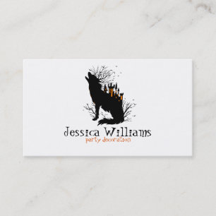 Halloween Wolf With Spooky Castle Business Card