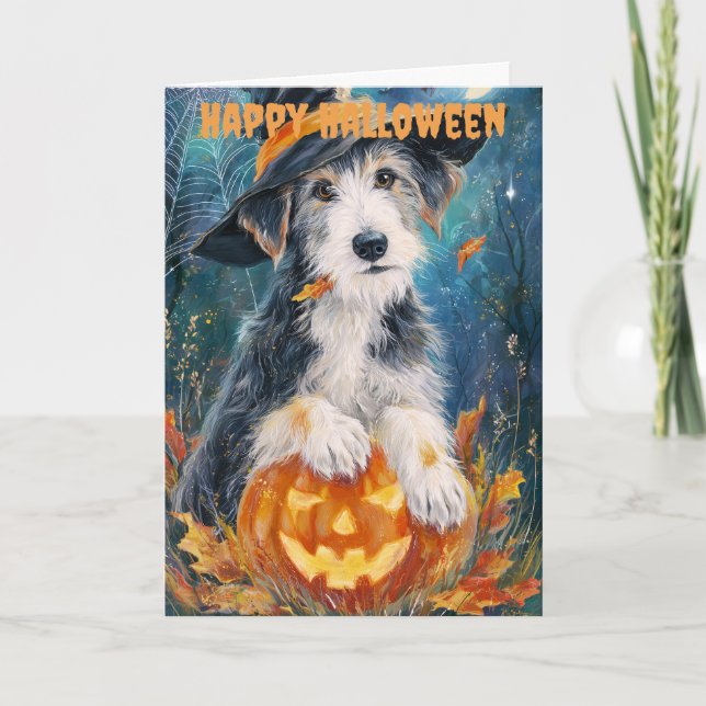 Halloween Wolfhound Dog Holiday Card (Front)