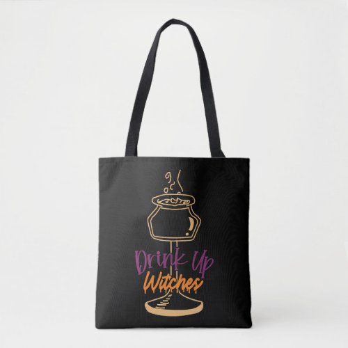 Halloween Women Drink Up Witches pattern pumpkin Tote Bag