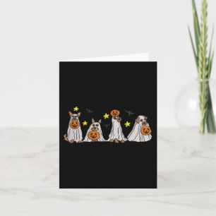 Halloween Women Ghost Dog Embroidery Effect Desig Card