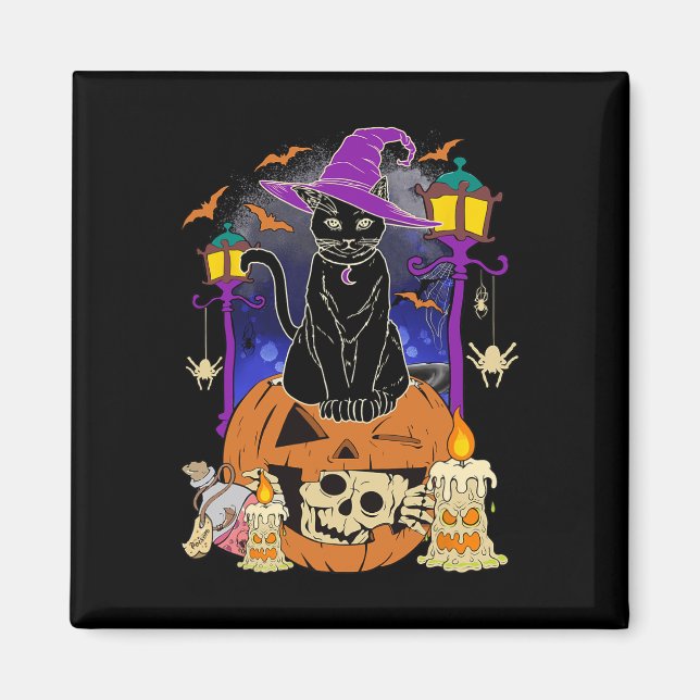 Halloween  Women Men Kids Halloween Black Cat Pump Magnet (Front)