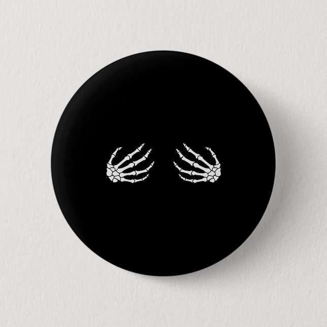 Halloween Women's Skeleton Hand  Button (Front)