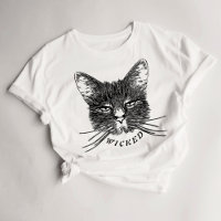 Halloween Womens Wicked Black Cat T-Shirt