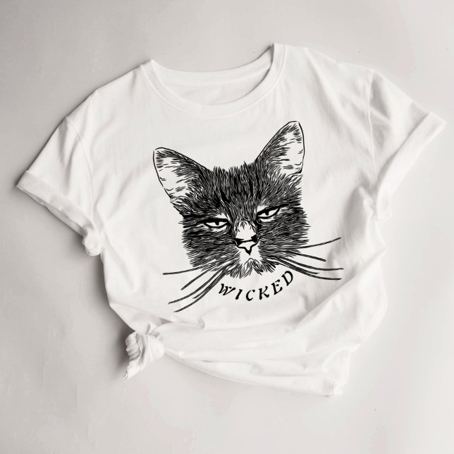 Halloween Womens Wicked Black Cat T-Shirt (Creator Uploaded)