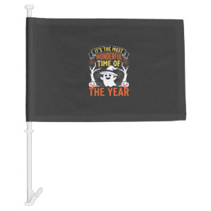 Halloween Wonderful Time Ghost and Pumpkin Vintage Car Flag