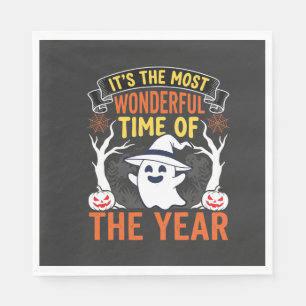 Halloween Wonderful Time Ghost and Pumpkin Vintage Napkins