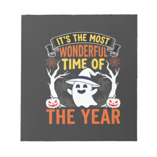 Halloween Wonderful Time Ghost and Pumpkin Vintage Notepad