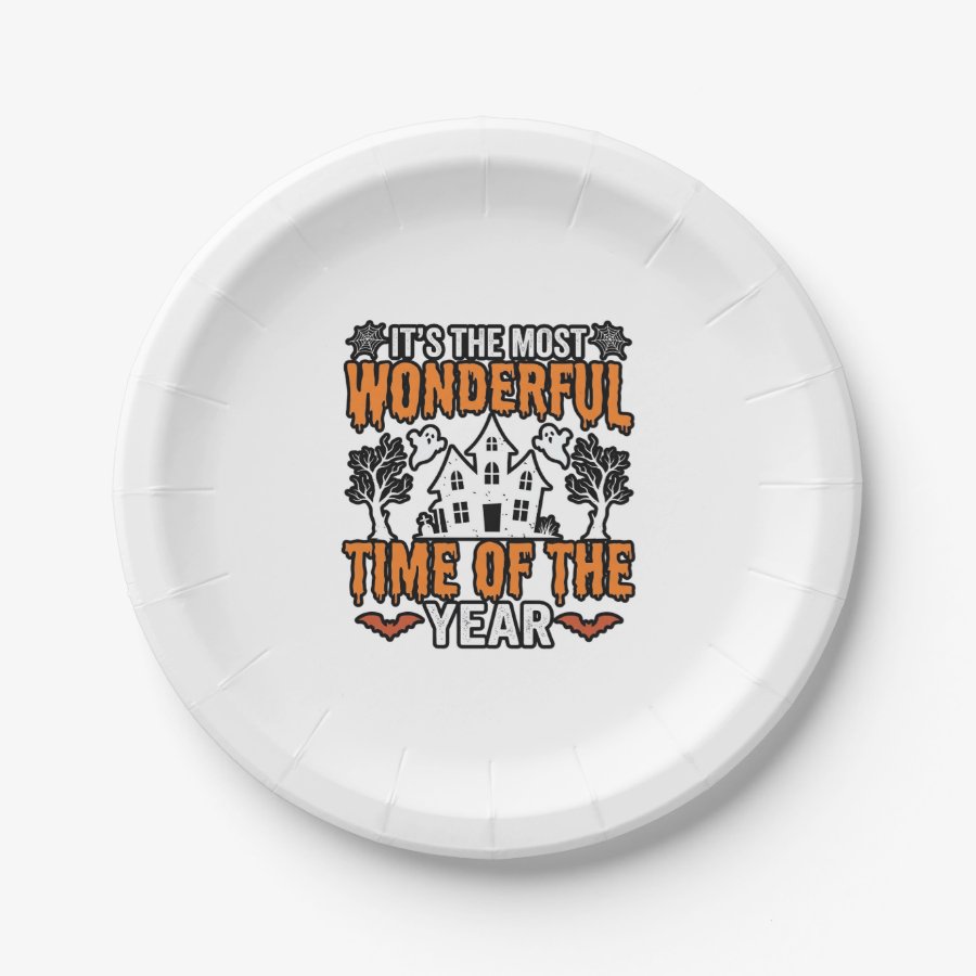 Halloween Wonderful Time Of Year Vintage Shirt Des Paper Plates