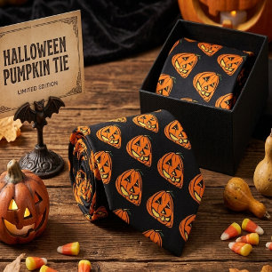 Halloween Wonky Pumpkin Neck Tie