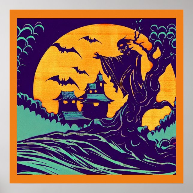 Halloween - Woodcut Style 2 Poster (Front)