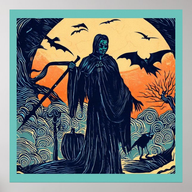 Halloween - Woodcut Style 3 Poster (Front)