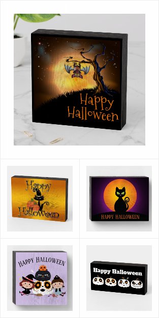 Halloween Wooden Box Signs 