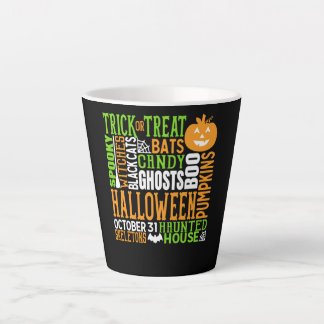 Halloween Word Jumble Colorful Cute Spider Pumpkin Latte Mug