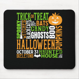 Halloween Word Jumble Colorful Cute Spider Pumpkin Mouse Pad