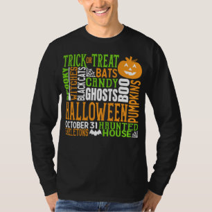 Halloween Word Jumble Colorful Cute Spider Pumpkin T-Shirt