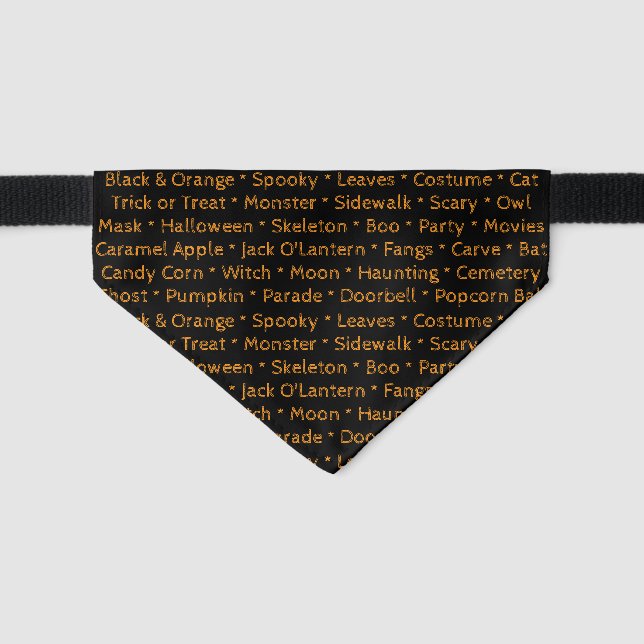 Halloween Words Pet Bandana  Collar (Front)