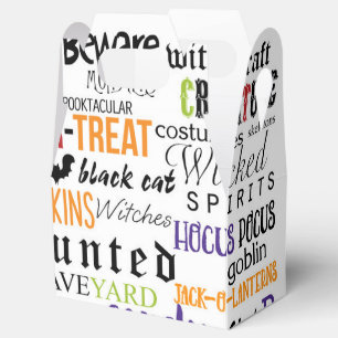 Halloween Words Typography Fun Party Favor Boxes