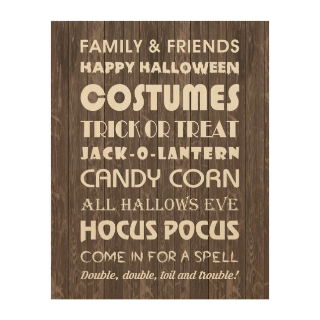HALLOWEEN WORDS WOOD WALL ART (Front)