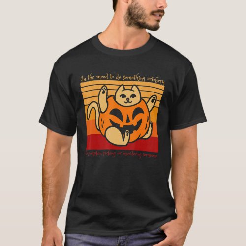 Halloween Work In Red And Orange With Cat And Pump T_Shirt