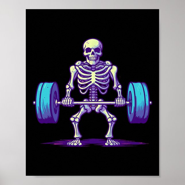 Halloween Workout Costume Funny Deadlift Skeleton  Poster (Front)