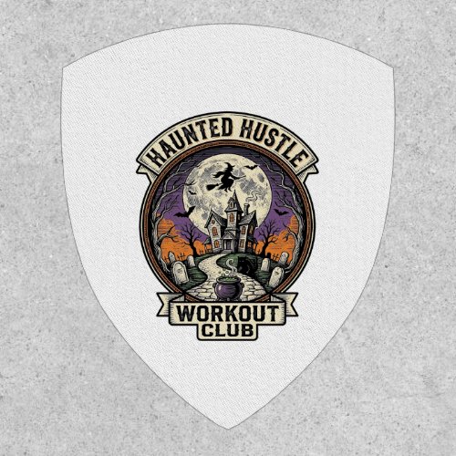 Halloween Workout Shirt Haunted Hustle Engraving A Patch