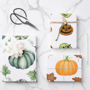 Halloween Wrapping Paper Flat Sheet Set of 3