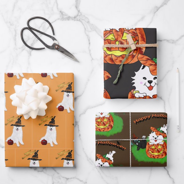 Halloween Wrapping Paper Flat Sheet Set of 3 (Front)