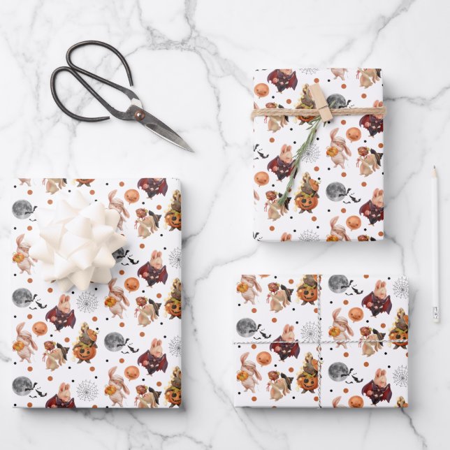 Halloween Wrapping Paper Flat Sheet Set of 3 (Front)