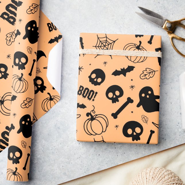Halloween Wrapping Paper Kid Cute Orange Halloween (Creator Uploaded)