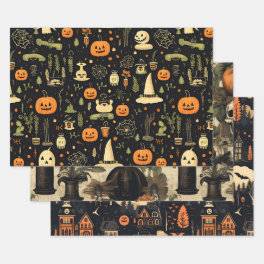 Halloween wrapping paper sheets