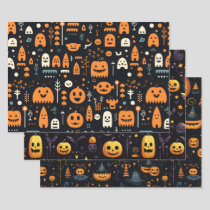 Halloween Wrapping Paper Sheets Set of 3