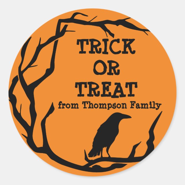 Halloween Wreath Crow Trick or Treat Classic Round Classic Round Sticker (Front)