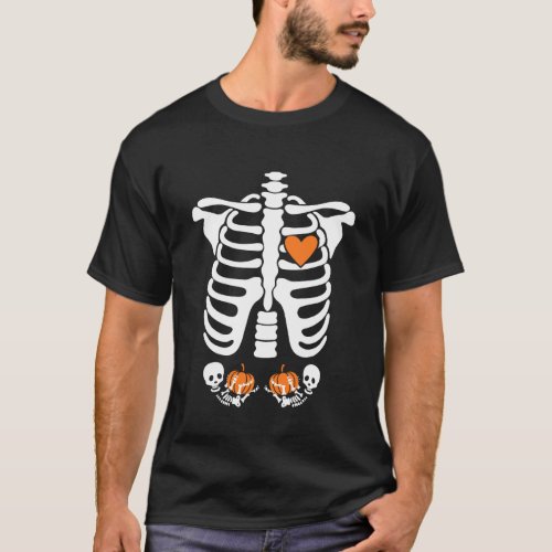 Halloween X-Ray Pregnancy Expecting Twins Babies R T-Shirt