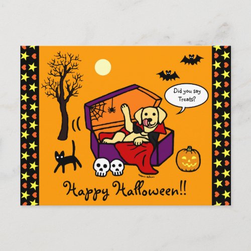 Halloween Yellow Lab Vampire Postcard