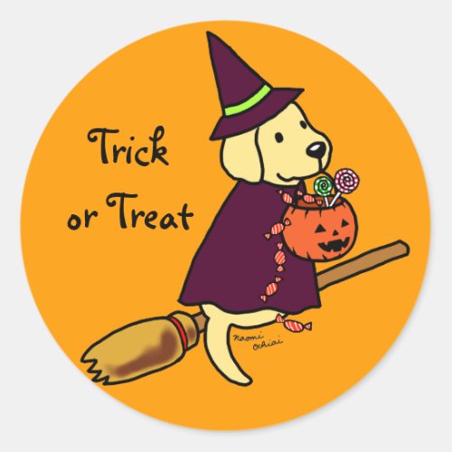 Halloween Yellow Labrador Cartoon 1 Classic Round Sticker