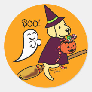 Halloween Yellow Labrador Cartoon 1 Classic Round Sticker