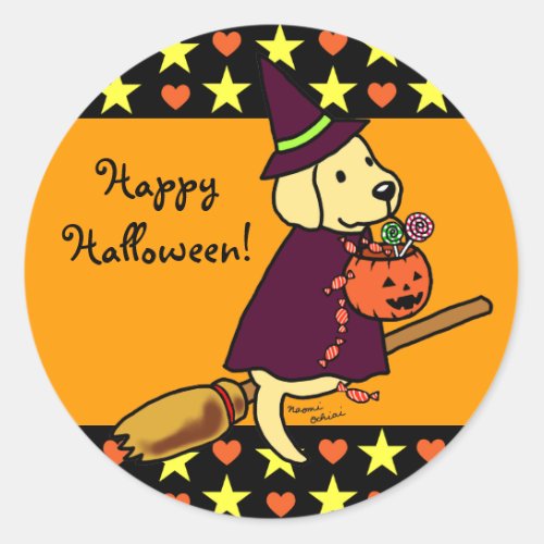 Halloween Yellow Labrador Cartoon 1 Classic Round Sticker