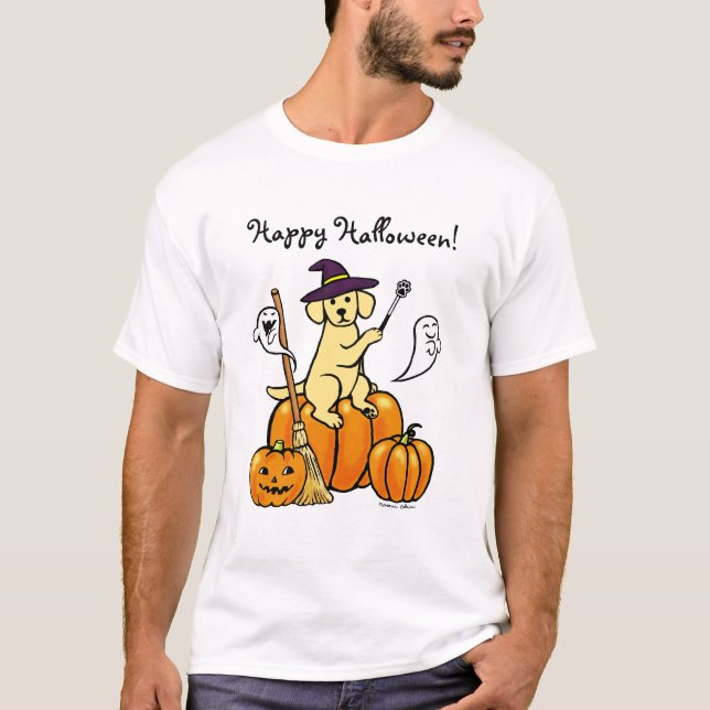 Halloween Yellow Labrador Cartoon 2 T-Shirt (Front)
