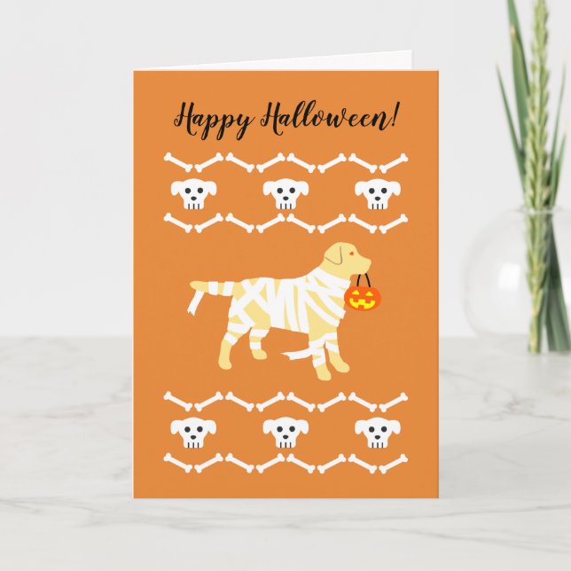 Halloween Yellow Labrador Mummy Card (Front)